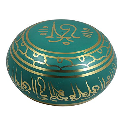 Singing Bowl Set - Om Mani Padme Hum - Green - 5.5 Inch - Includes Cushion & Mallet