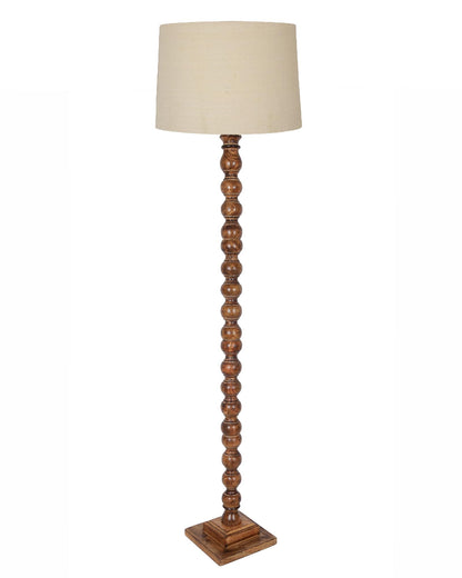 Floor Lamp Classic Design Wooden Base Off-White Shade 142x30x27cm