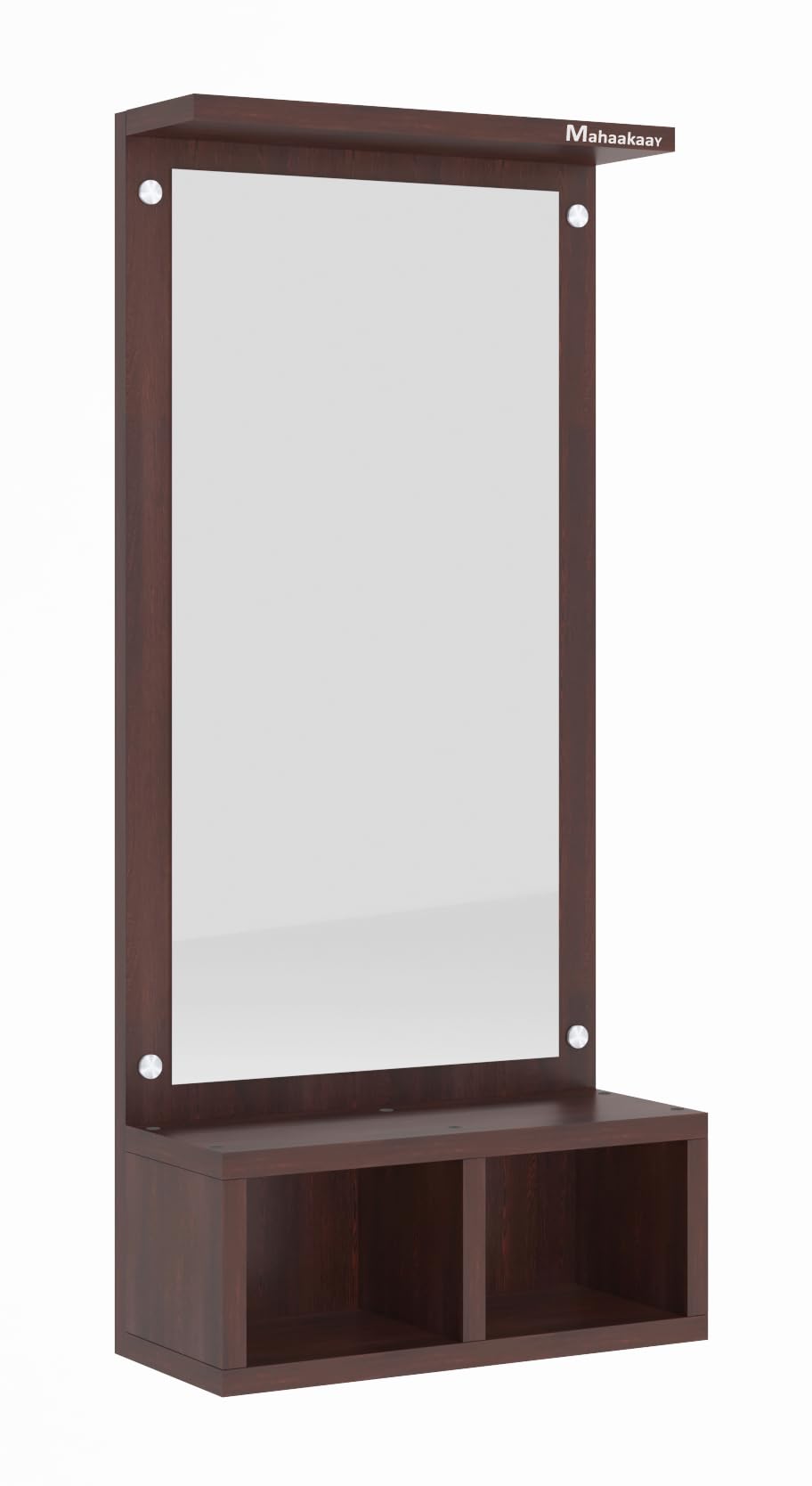 Wall Mounted Dressing Mirror with Storage - Engineered Wood - Wenge - 82.5 cm Height