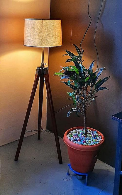 Tripod Floor Lamp with Jute Shade LED 11 x 12 Inch Wooden