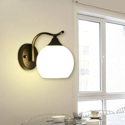 LED Wall Light Modern Design Black Metal & Frosted Glass 30cm