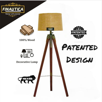 Tripod Floor Lamp with Jute Shade LED 11 x 12 Inch Wooden