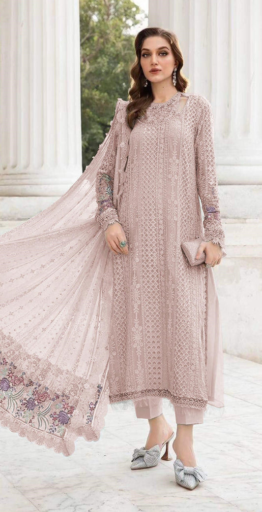 Anaita Peach Fox Georgette Suit With Embroidered Sequence Work