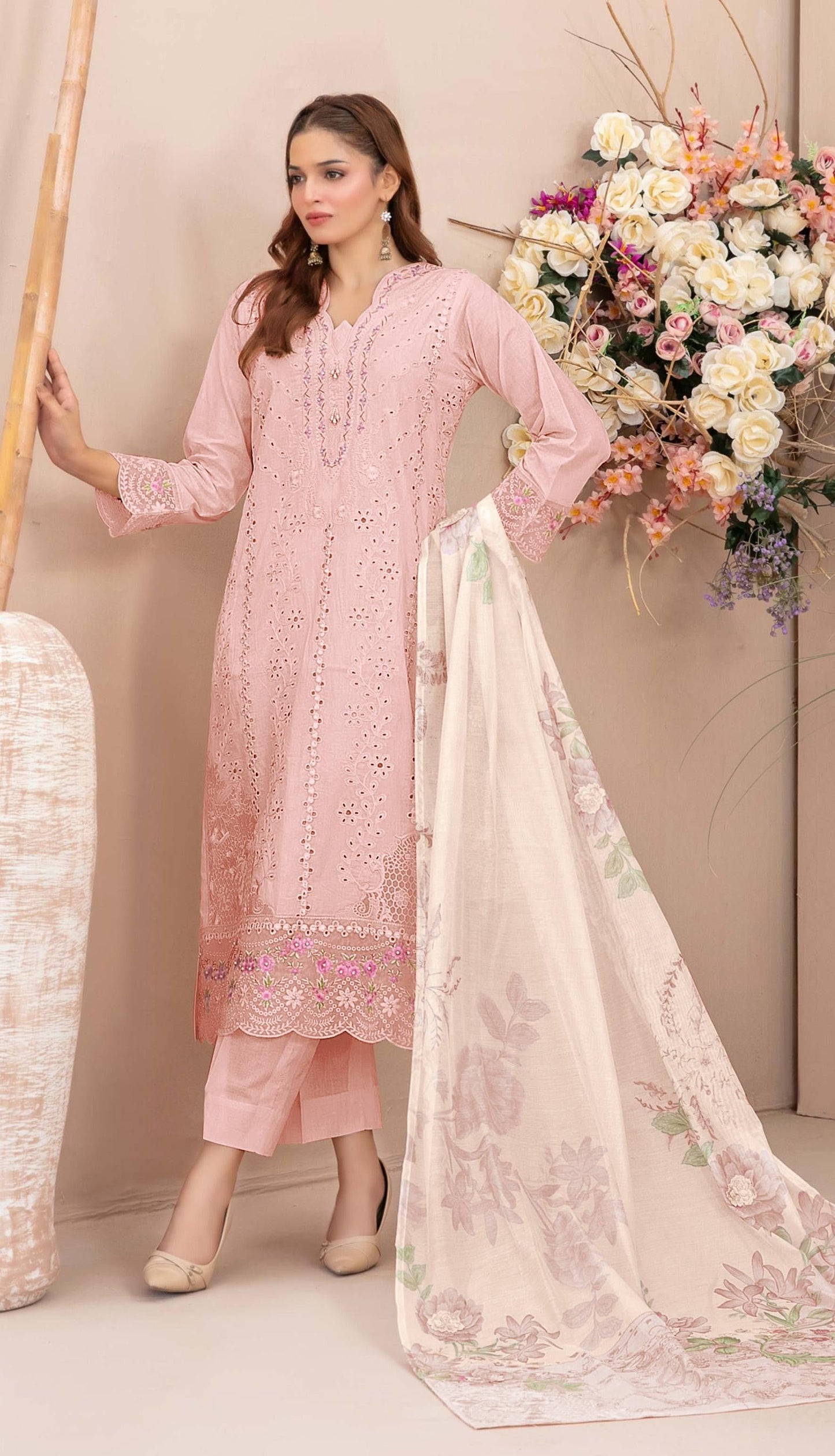 Anaita Pink Faux Georgette Suit With Embroidery Work