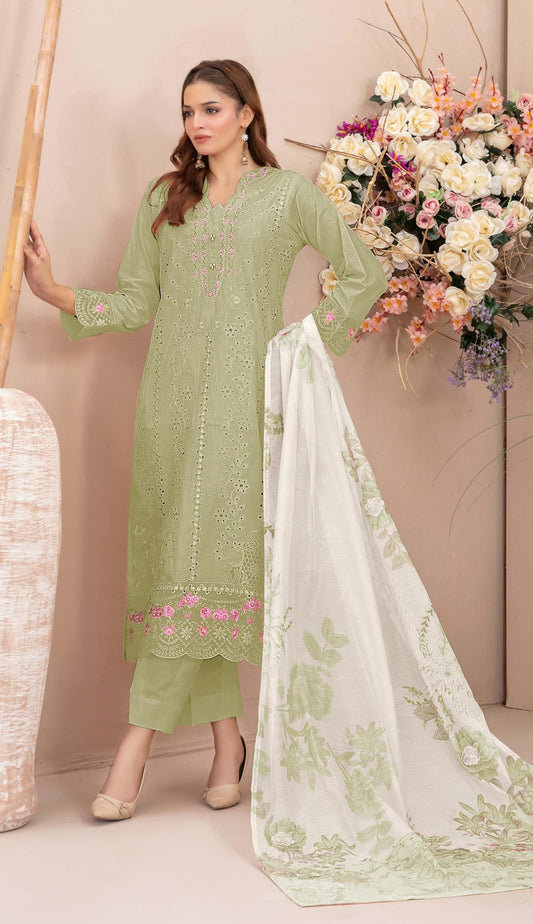 Anaita Mehndi Faux Georgette Suit With Embroidery Work
