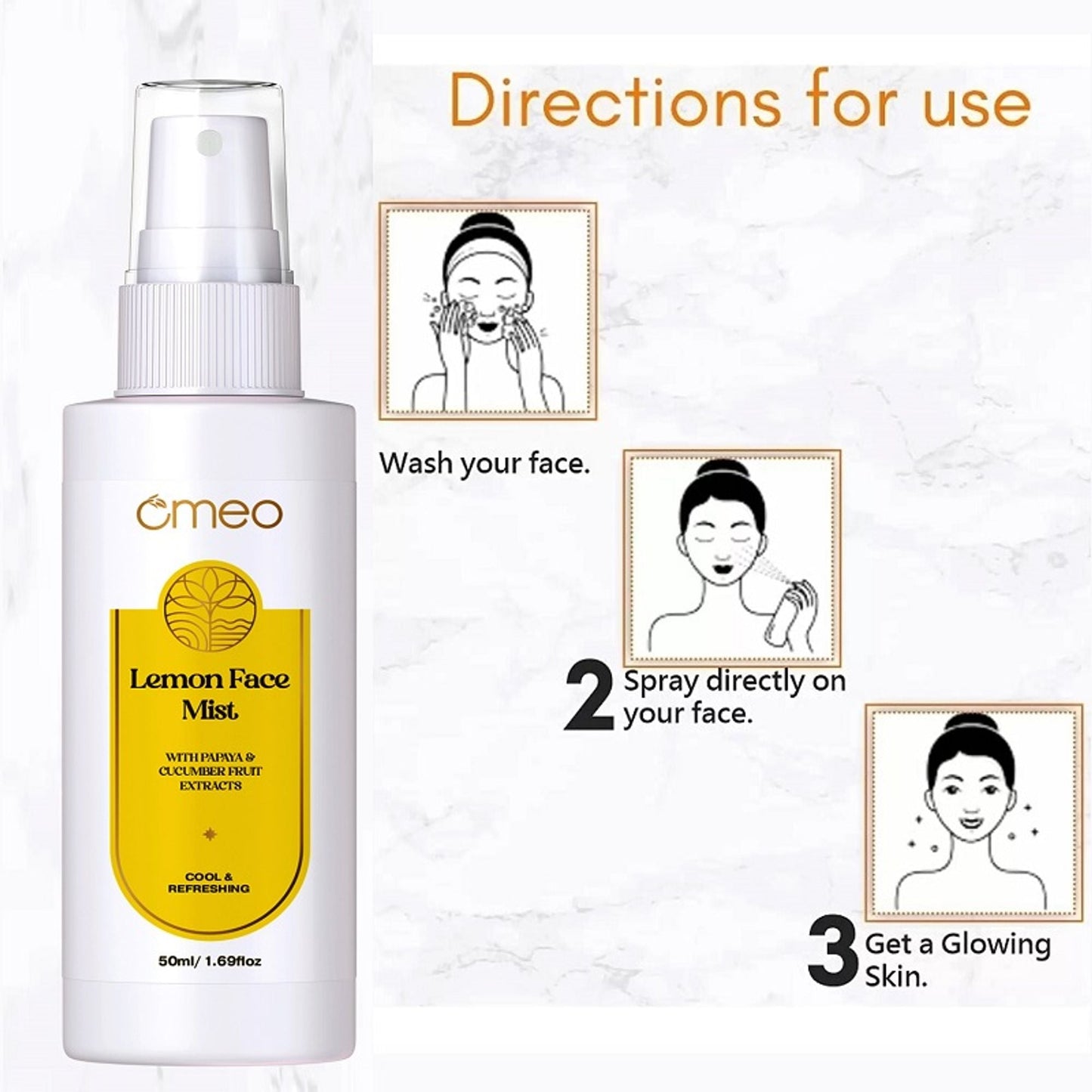 Omeo Lemon Face Mist With Papaya & Cucumber Extract - Cool & Refershing