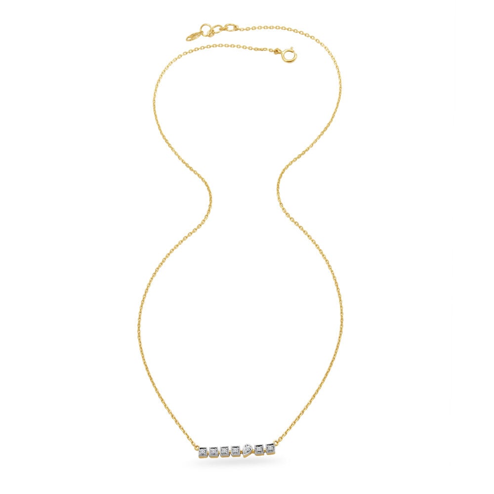 Morse Code Gold & Diamond Necklace in 14K Yellow Gold, 0.074 ct