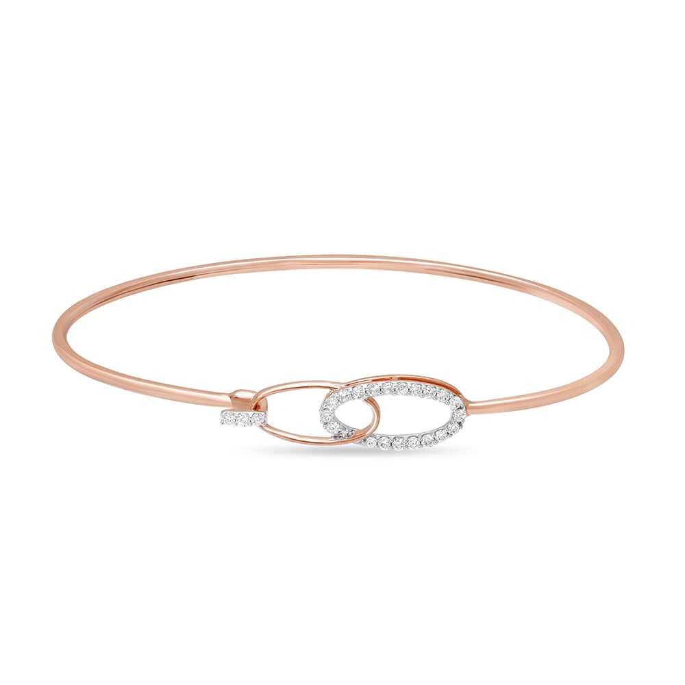 14KT Rose Gold Curvaceous Glimmer Diamond Bangle in 14K Rose Gold, 0.187 ct