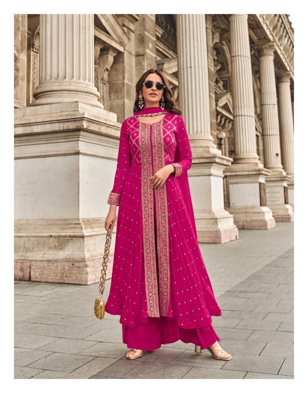 Anaita Pink Chiffon Sequins Embroidered Readymade Salwar Suit
