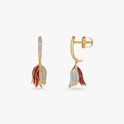 Radiant Wings Diamond Drop Earrings in 14K Yellow Gold, 0.33 ct