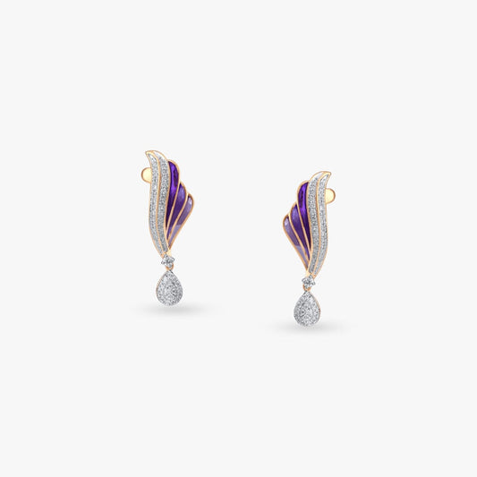Rising Wing Diamond Drop Earrings in 14K Yellow Gold, 0.485 ct