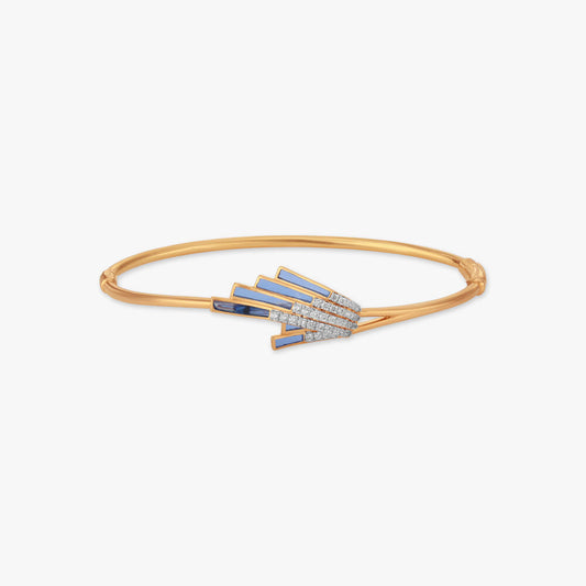 Linear Wings Diamond Bangle in 14K Yellow Gold, 0.22 ct