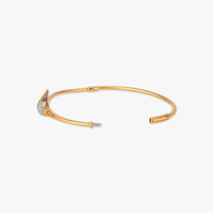 Linear Wings Diamond Bangle in 14K Yellow Gold, 0.22 ct