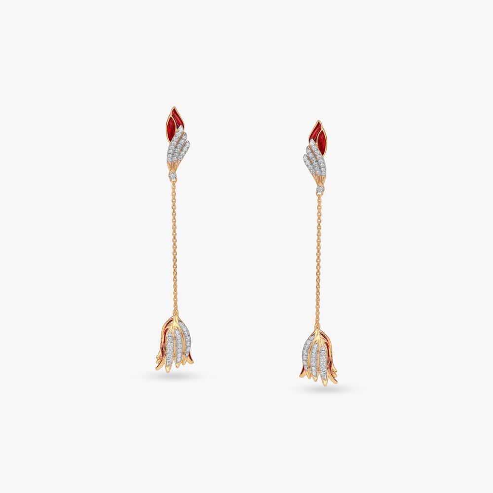 Flutter Bloom Diamond Drop Earrings in 14K Yellow Gold, 0.43 ct