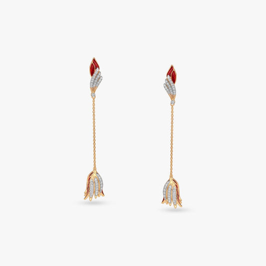 Flutter Bloom Diamond Drop Earrings in 14K Yellow Gold, 0.43 ct