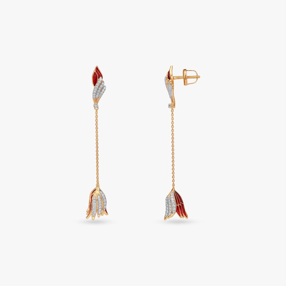 Flutter Bloom Diamond Drop Earrings in 14K Yellow Gold, 0.43 ct
