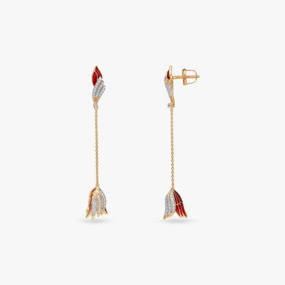 Flutter Bloom Diamond Drop Earrings in 14K Yellow Gold, 0.43 ct