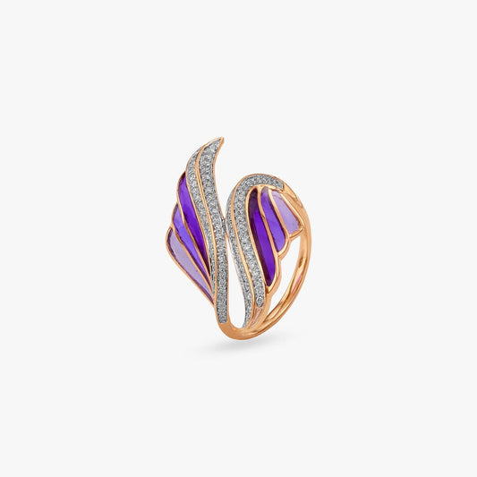 Chromatic Wing Diamond Ring in 14K Yellow Gold, 0.45 ct