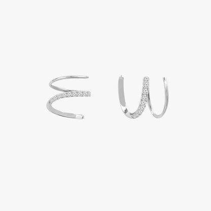 Spiral Glow Diamond Stud Earrings in 14K White Gold, 0.18 ct