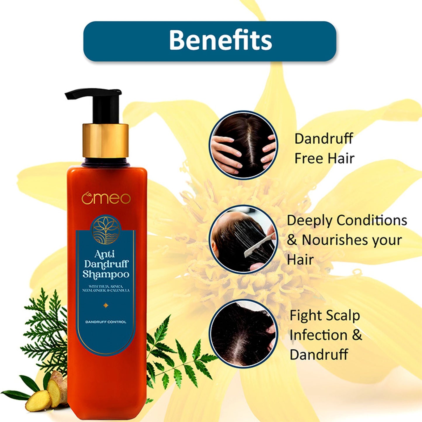 Omeo Anti Dandruff Shampoo With Green Natural Anti Dandruff Agent