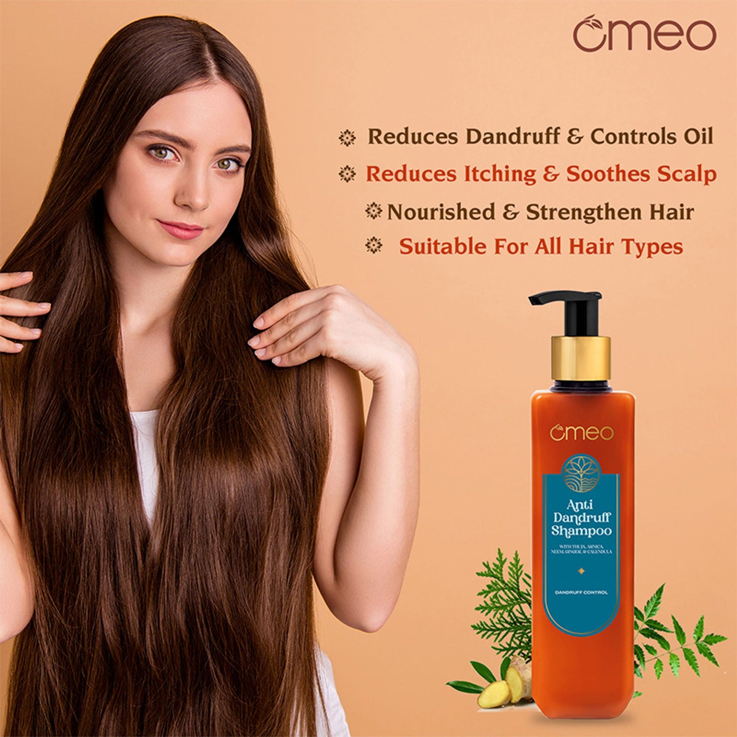 Omeo Anti Dandruff Shampoo With Green Natural Anti Dandruff Agent