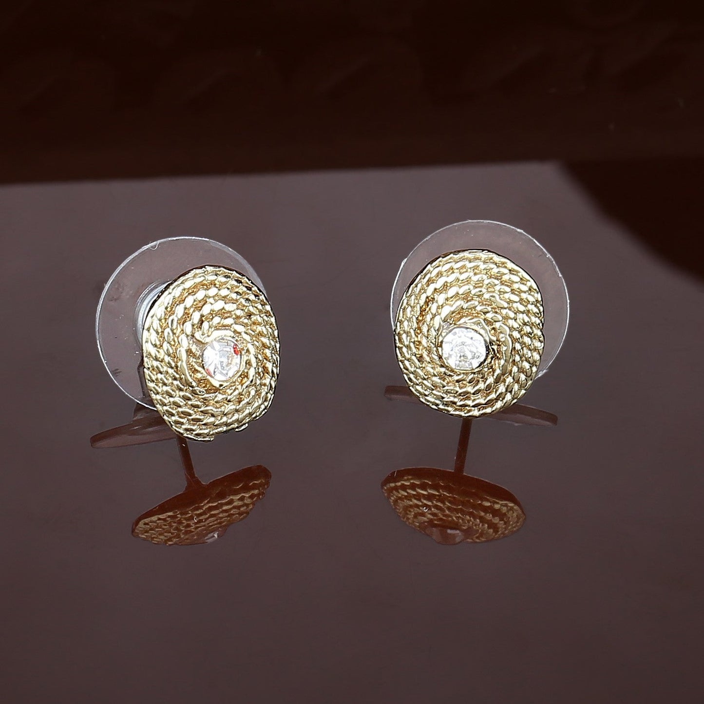 Gold Plated Round Stud Earrings