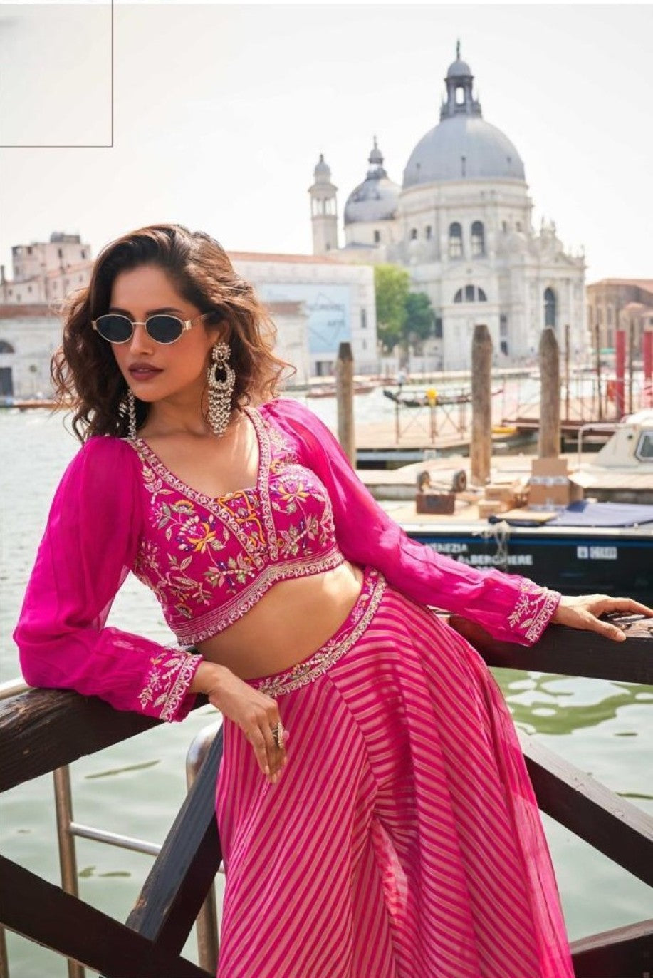 Anaita Pink Silk Stitched Suit With Embroidery Work