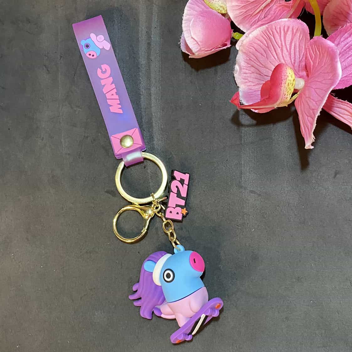 BTS BT21 Mang Lanyard Keychain | Kpop Keychain | Silicone |