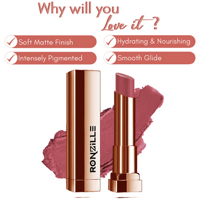 Ronzille Natural Colored Long Stay Matte Lipstick - Shade 16
