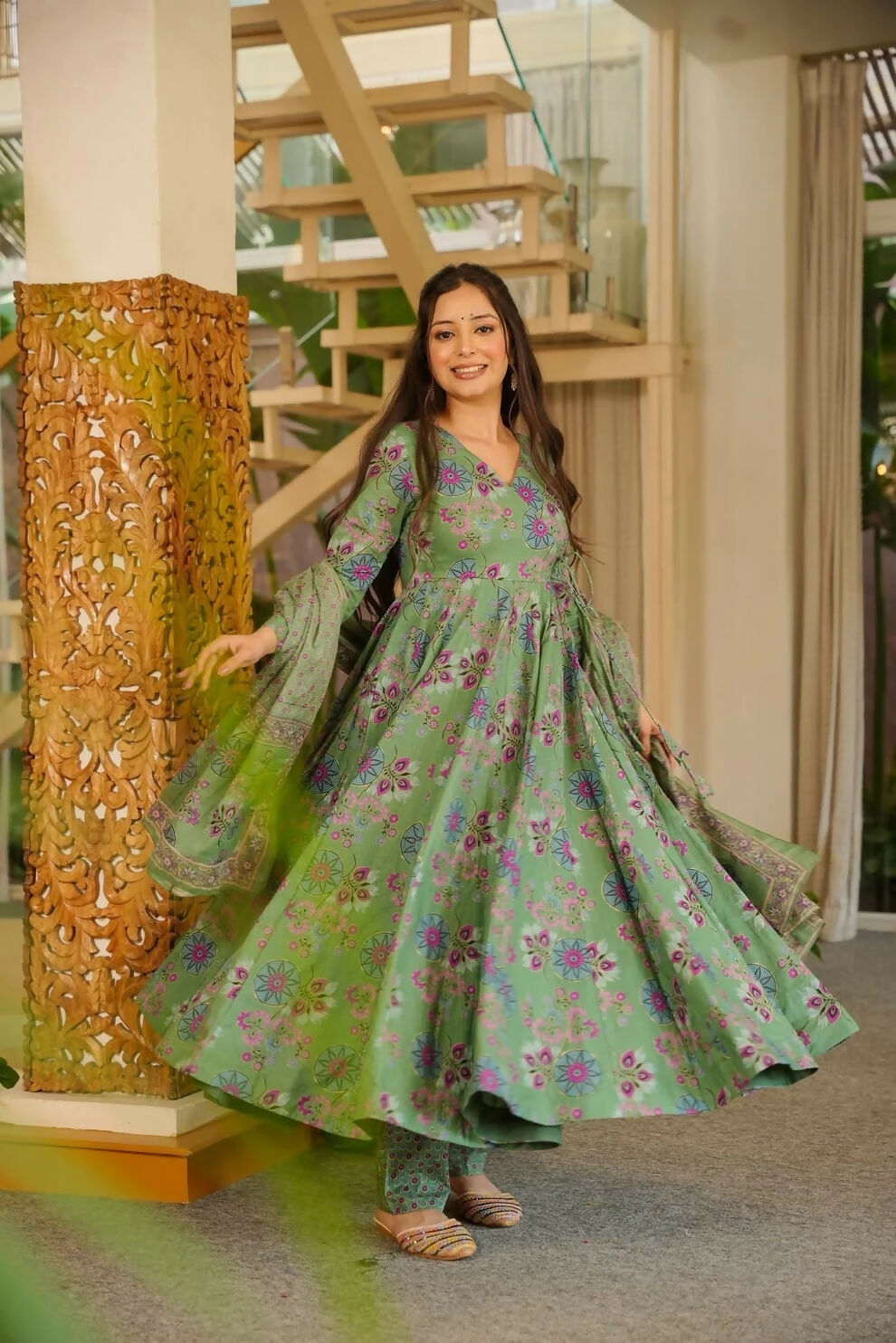 Aayaa Designer Cotton Silk Suit - Light Green