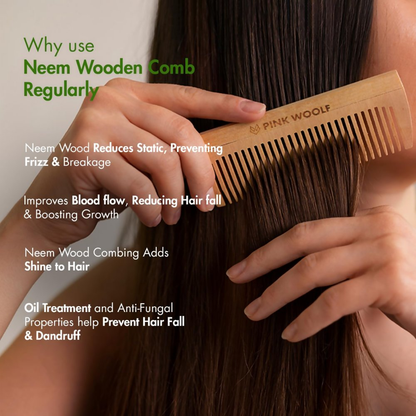 Pink Woolf Neem Wood Comb
