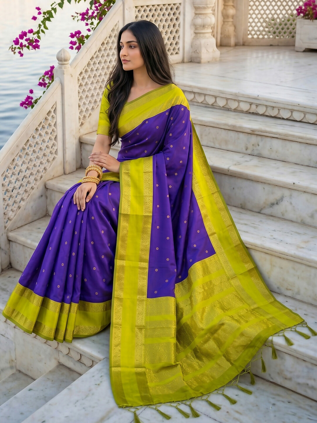 Shree Shyam Fashion Navy Blue Silk Blend Saree