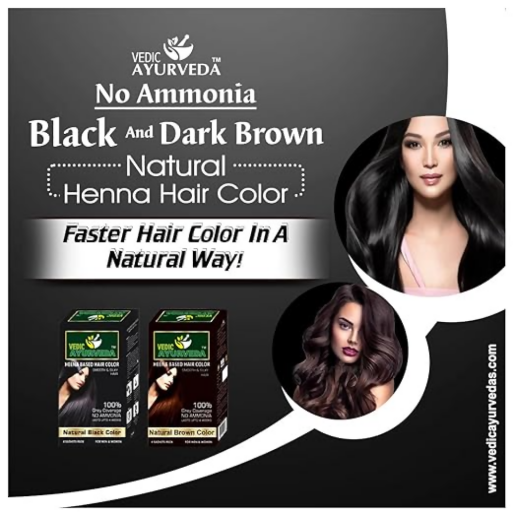 VedicAyurveda Natural Henna Hair Color No Ammonia Black & No Ammonia Dark Brown
