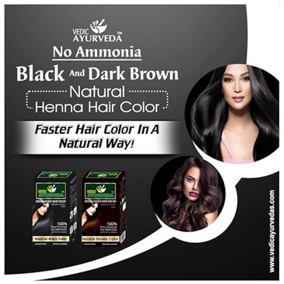 VedicAyurveda Natural Henna Hair Color No Ammonia Black & No Ammonia Dark Brown