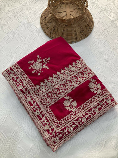 Teeya Creation Womens New Latest Party Wear Soft Georgette Saree-Pink