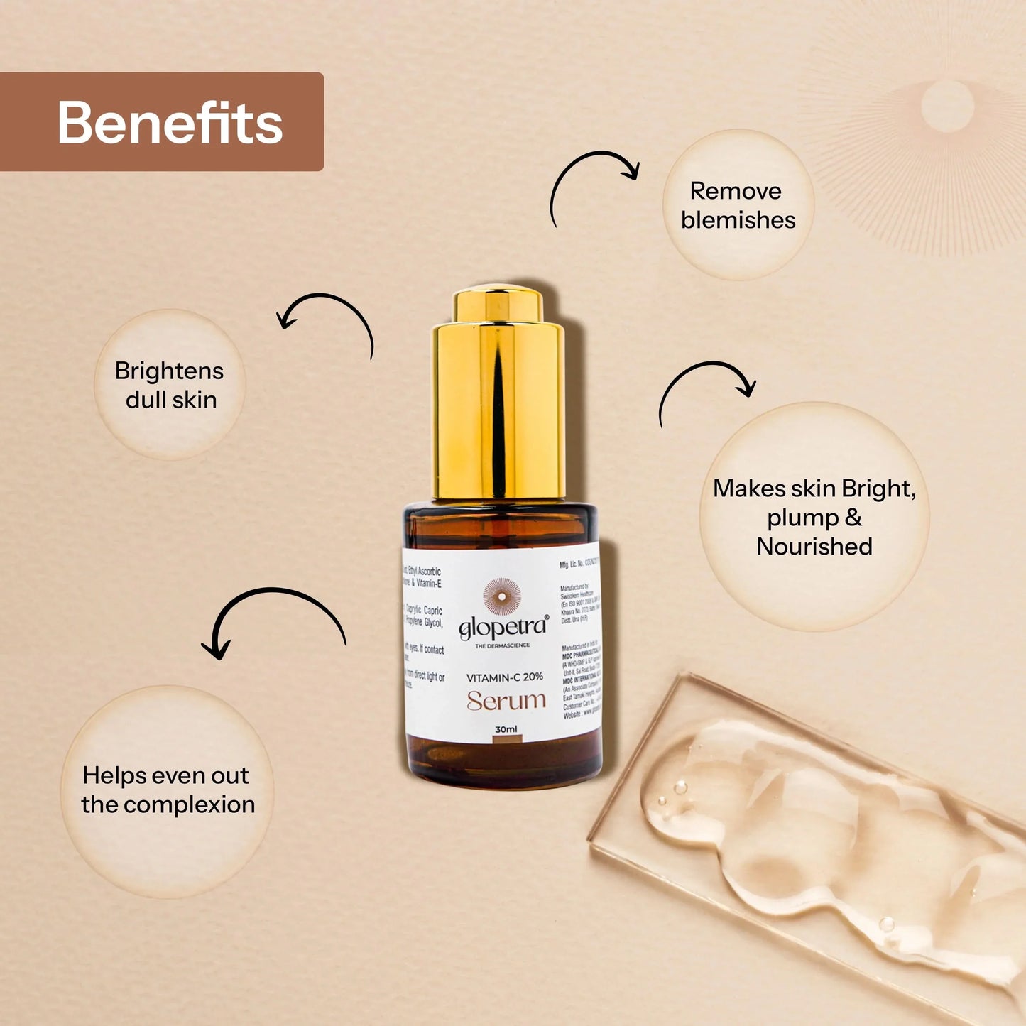 Glopetra Vitamin C Serum For Dull Skin