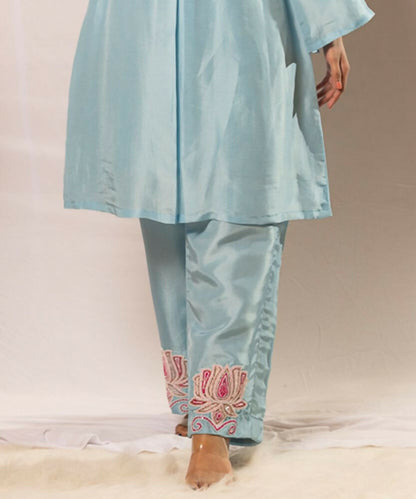 Timaraa Azure Lotus  Handcrafted Upada Silk Co-Ord Set