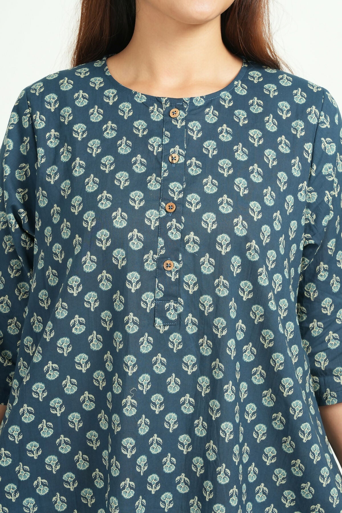 Breathables Women Cotton Printed Loungewear Short Dress Blue I Night Wear | Nighty | Maternity Gown
