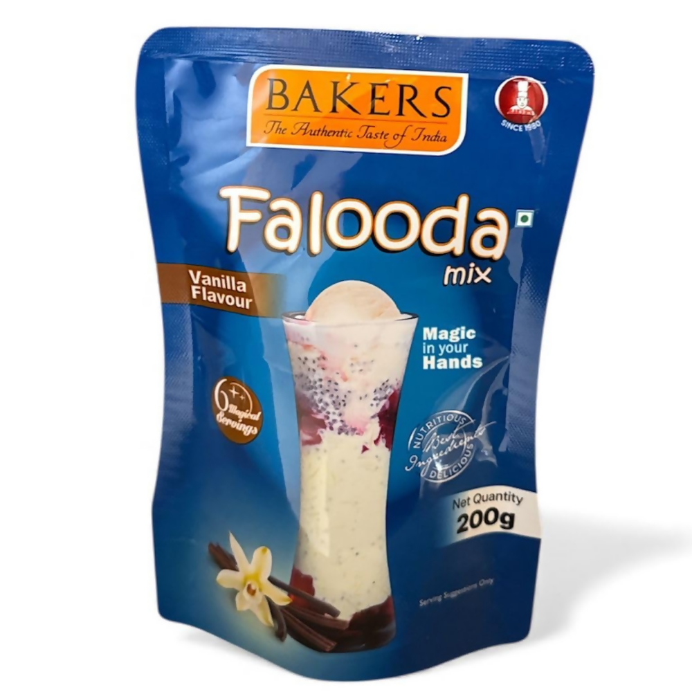 BAKERS Falooda Mix Powder - Chocolate, Vanilla And Rose Flavor