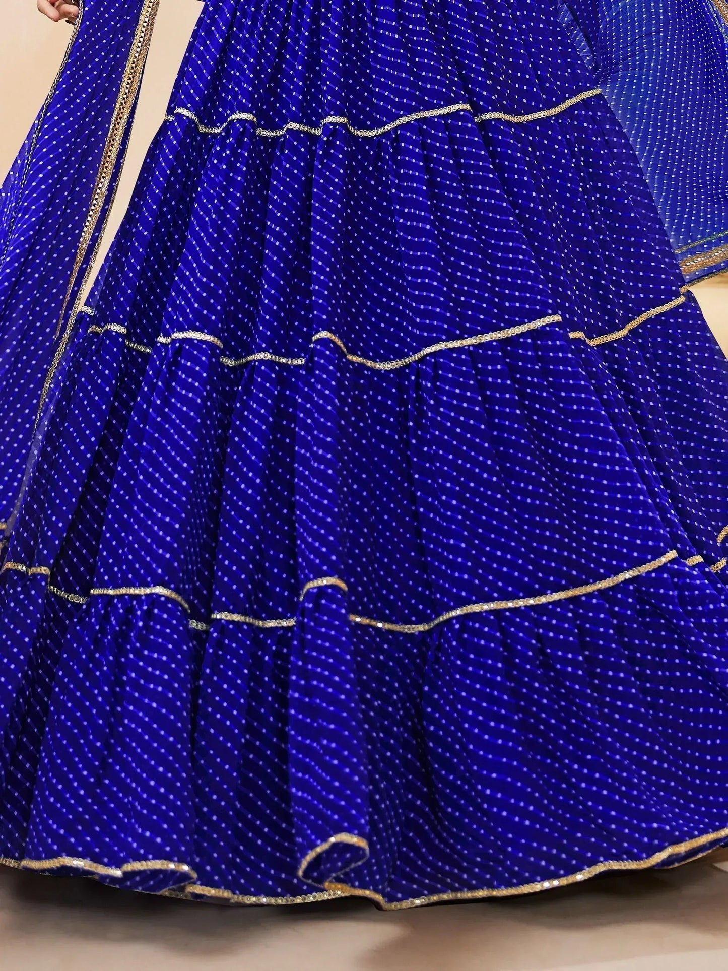 Tulsi Art Excellent Blue Leheriya Printed Georgette Lehenga Choli With Dupatta