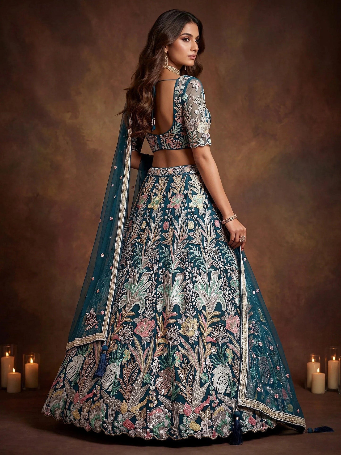 Tulsi Art Attractive Blue Sequins Net Engagement Wear Lehenga Choli With Dupatta