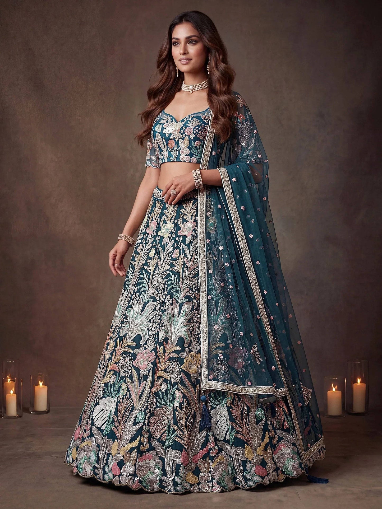 Tulsi Art Attractive Blue Sequins Net Engagement Wear Lehenga Choli With Dupatta