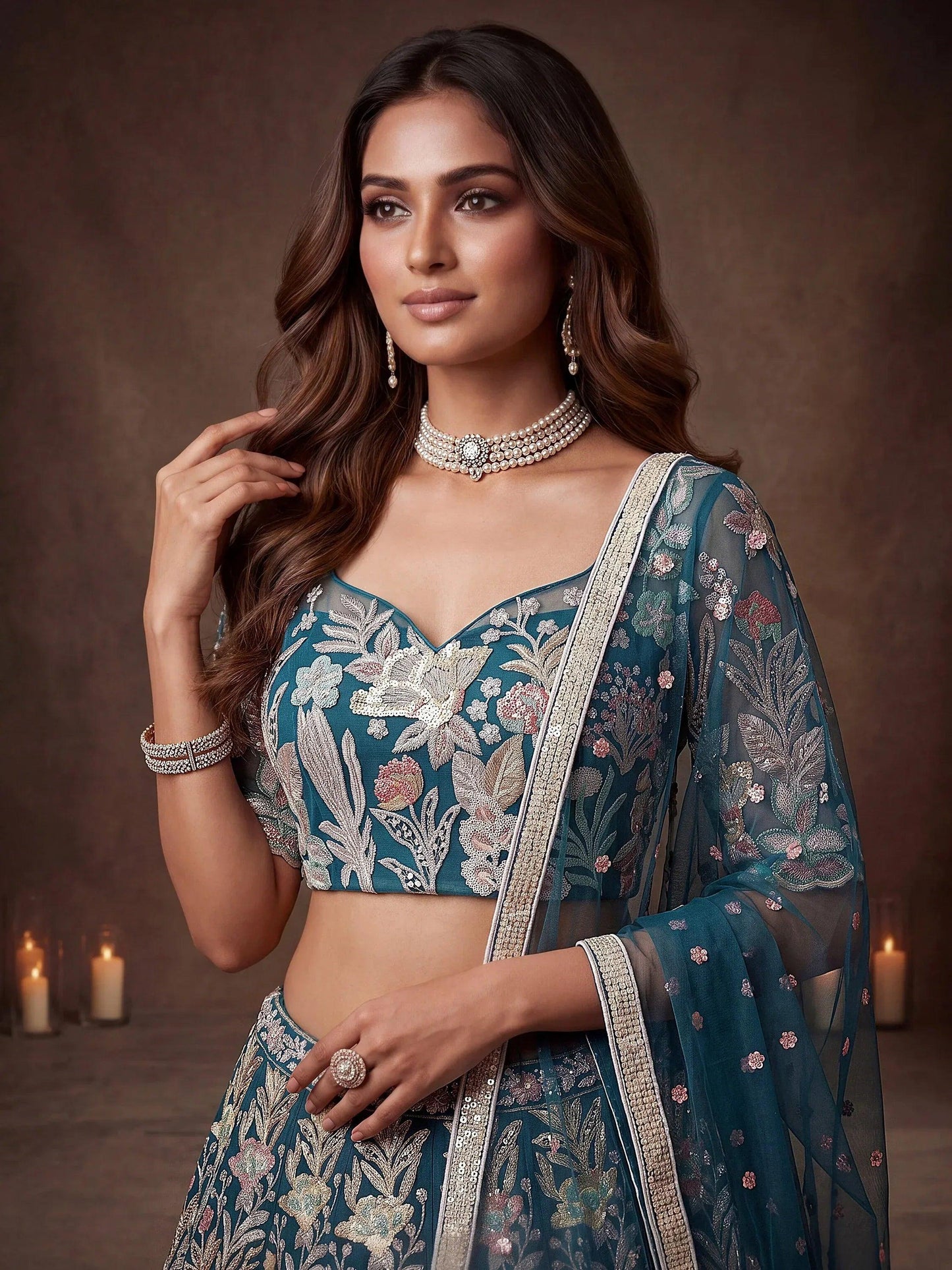 Tulsi Art Attractive Blue Sequins Net Engagement Wear Lehenga Choli With Dupatta
