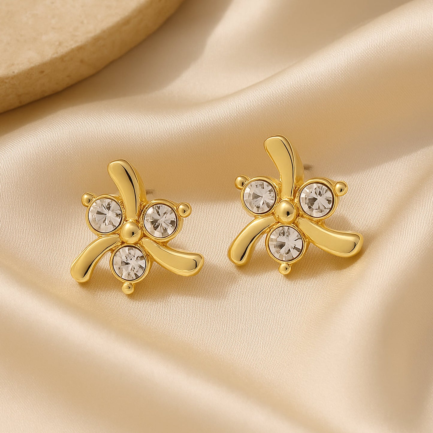Floral Gold Stud Earrings