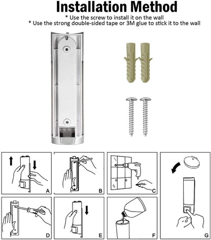 Wall Mounted Soap Dispenser - Black ABS Plastic - 350ml Capacity - Easy Assembly