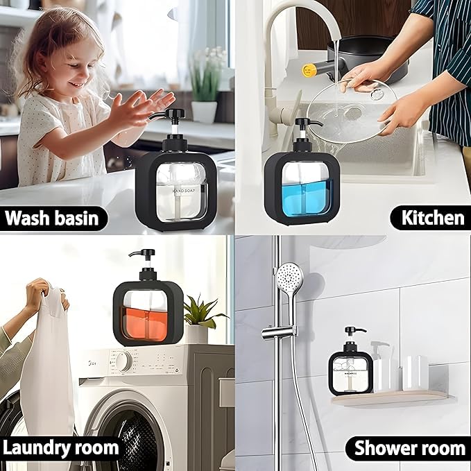 Soap Dispenser Manual Operation Black Plastic 300ml 19cm x 12.5cm