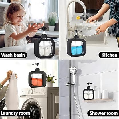 Soap Dispenser Manual Operation Black Plastic 300ml 19cm x 12.5cm