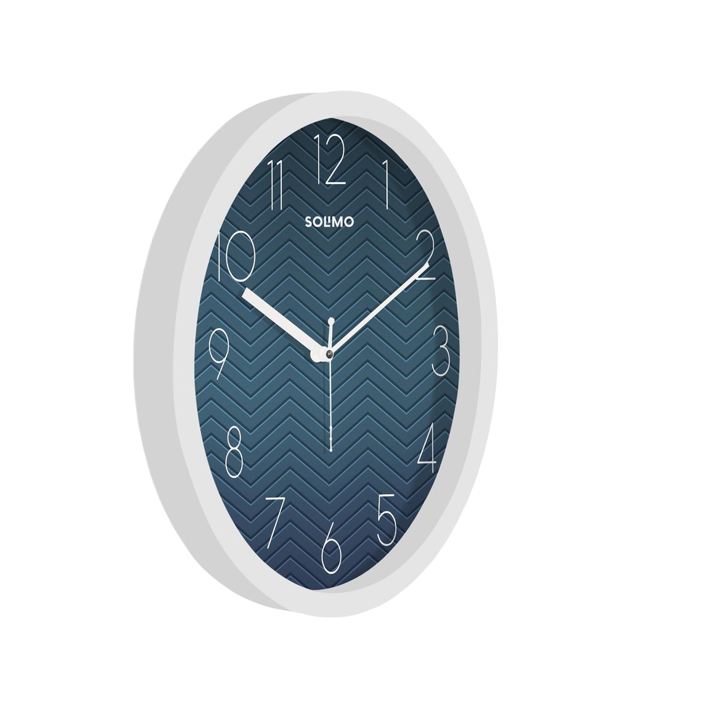 Analog Wall Clock with Silent Movement, 11 Inch, White and Blue, Plastic