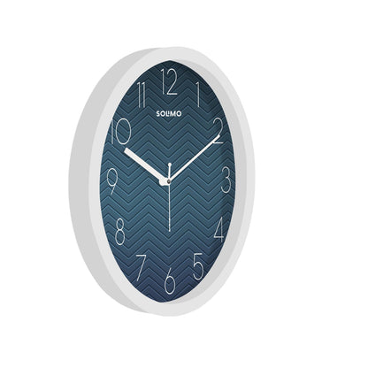 Analog Wall Clock with Silent Movement, 11 Inch, White and Blue, Plastic