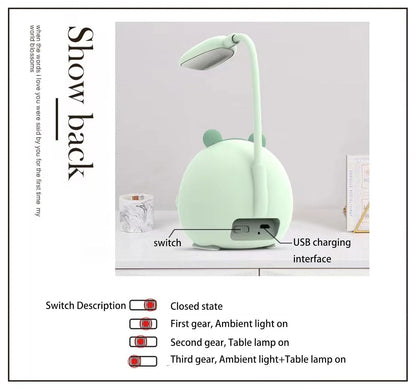 LED Desk Lamp with Eye Protection - Rechargeable, Portable, 2 Lighting Modes, Yellow Plastic, Cute Design